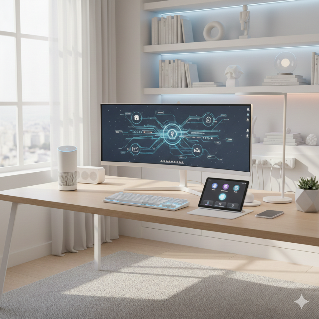 Automação no home office com Alexa, smart plugs e iluminação inteligente
