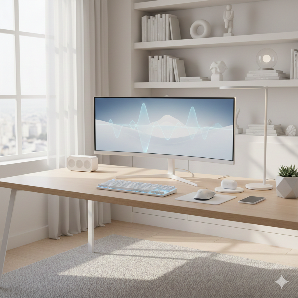 Setup inteligente para home office moderno e produtivo