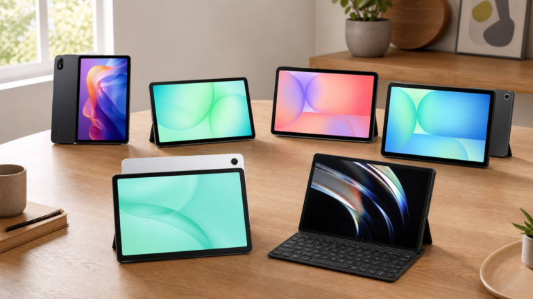 tablets mais vendidos reunidos em uma mesa de home office